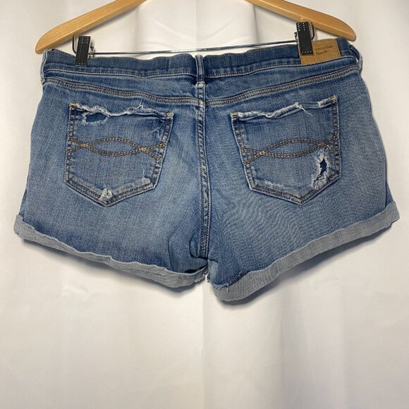 VTG Abercrombie Fitch Womens 10 Distressed LowRise Booty Shorts Thrashed Jeans - Picture 2 of 15